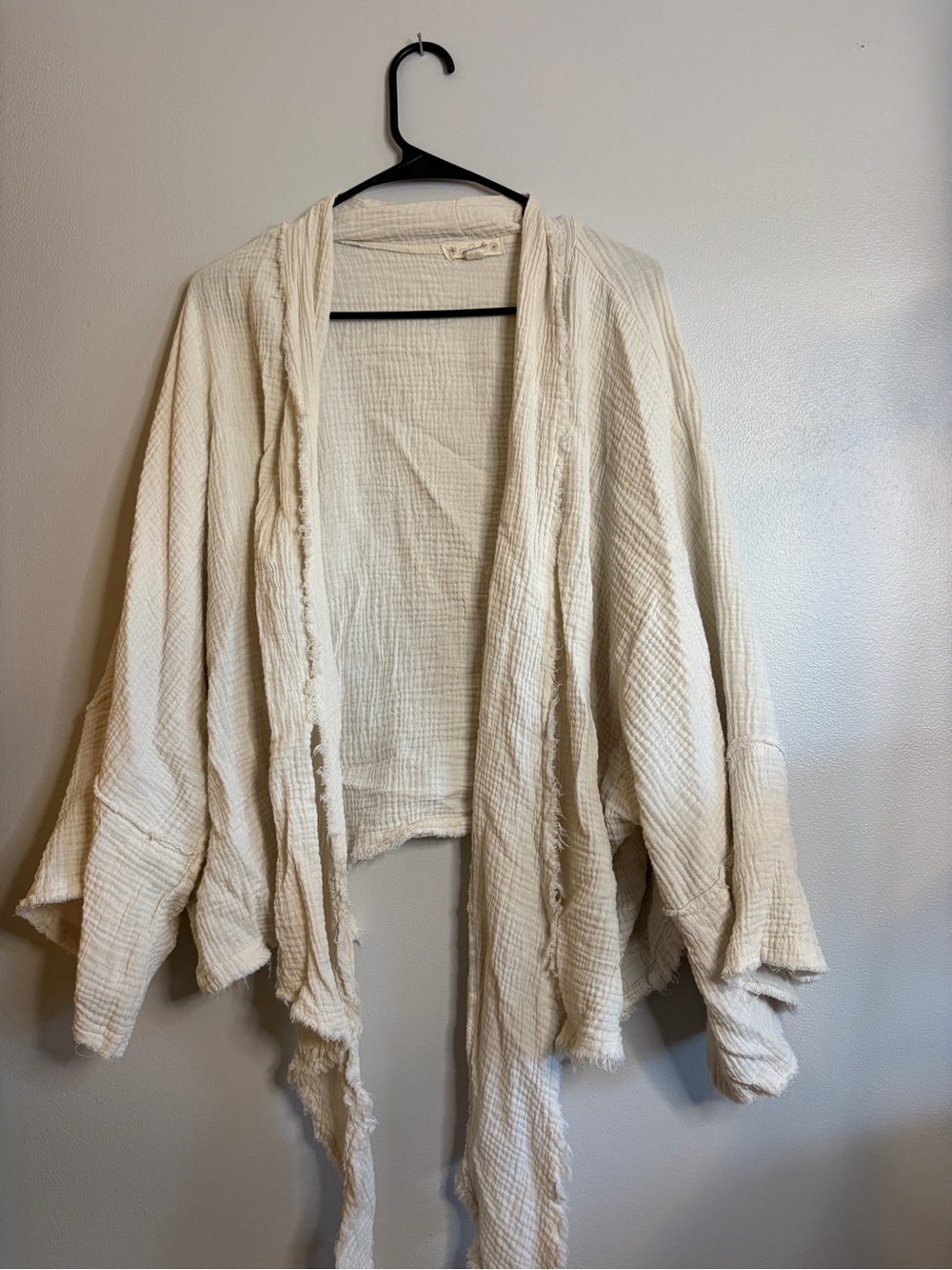 Magnolia Cream Open-Front Draped Textured Cardigan